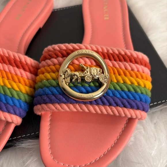 Coach Jolie Rope Sandal Pink Lemonade & Rainbow Color Scheme , Size 9.5 - Picture 2 of 5